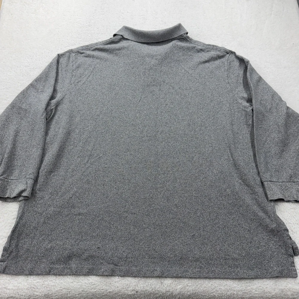 Polo Ralph Lauren Mens 4XB Big & Tall Gray Long Sleeve Polo Shirt‎ Distressed